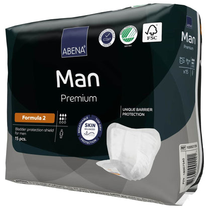 Abena® Premium Man Bladder Control Pad 9 X 11.4 Inch Moderate Absorbency Fluff / Polymer Core Size 2 (1218254_CS)