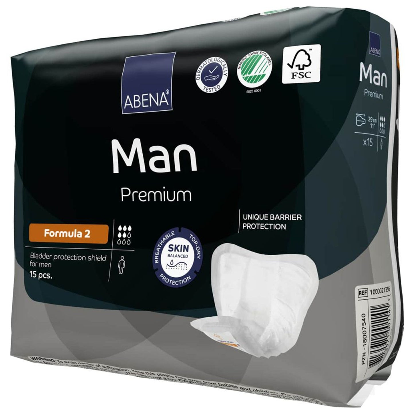 Abena® Premium Man Bladder Control Pad 9 X 11.4 Inch Moderate Absorbency Fluff / Polymer Core Size 2 (1218254_PK)