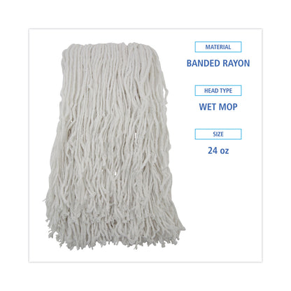 Boardwalk® Cut-End Wet Mop Heads, Rayon, White, 12/Carton (BWKRM03032S)