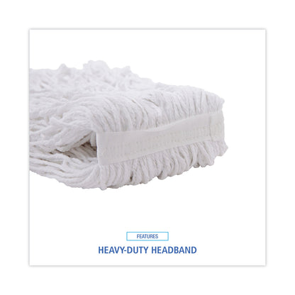 Boardwalk® Cut-End Wet Mop Heads, Rayon, White, 12/Carton (BWKRM03032S)