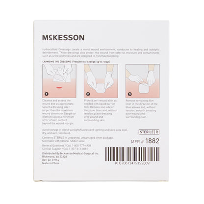 McKesson Thin Hydrocolloid Dressing Film Backing 2 X 2 Inch Square Hydrocolloid (882980_CS)