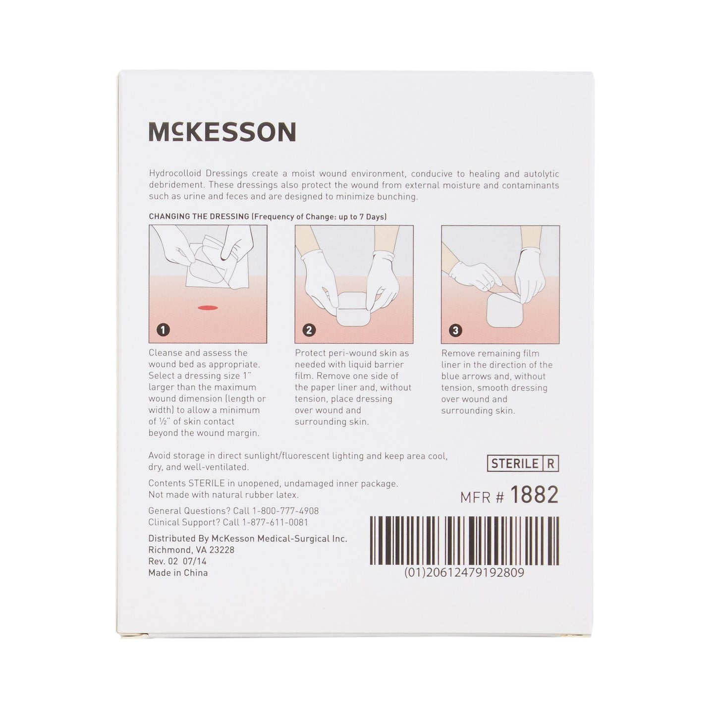 McKesson Thin Hydrocolloid Dressing Film Backing 2 X 2 Inch Square Hydrocolloid (882980_EA)