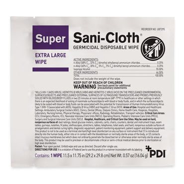 Super Sani-Cloth® Surface Disinfectant Cleaner Premoistened Germicidal Manual Pull Wipe 50 Count Individual Packet Alcohol Scent NonSterile (188692_SL)