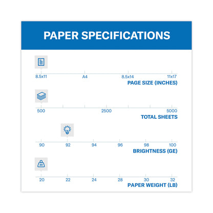 Hammermill® Copy Plus Print Paper, 92 Bright, 20 lb Bond Weight, 8.5 x 11, White, 500/Ream (HAM105007RM)