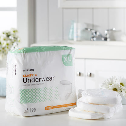 McKesson Classic Unisex Adult Absorbent Underwear Pull On with Tear Away Seams X-Large Disposable Light Absorbency (884178_BG)
