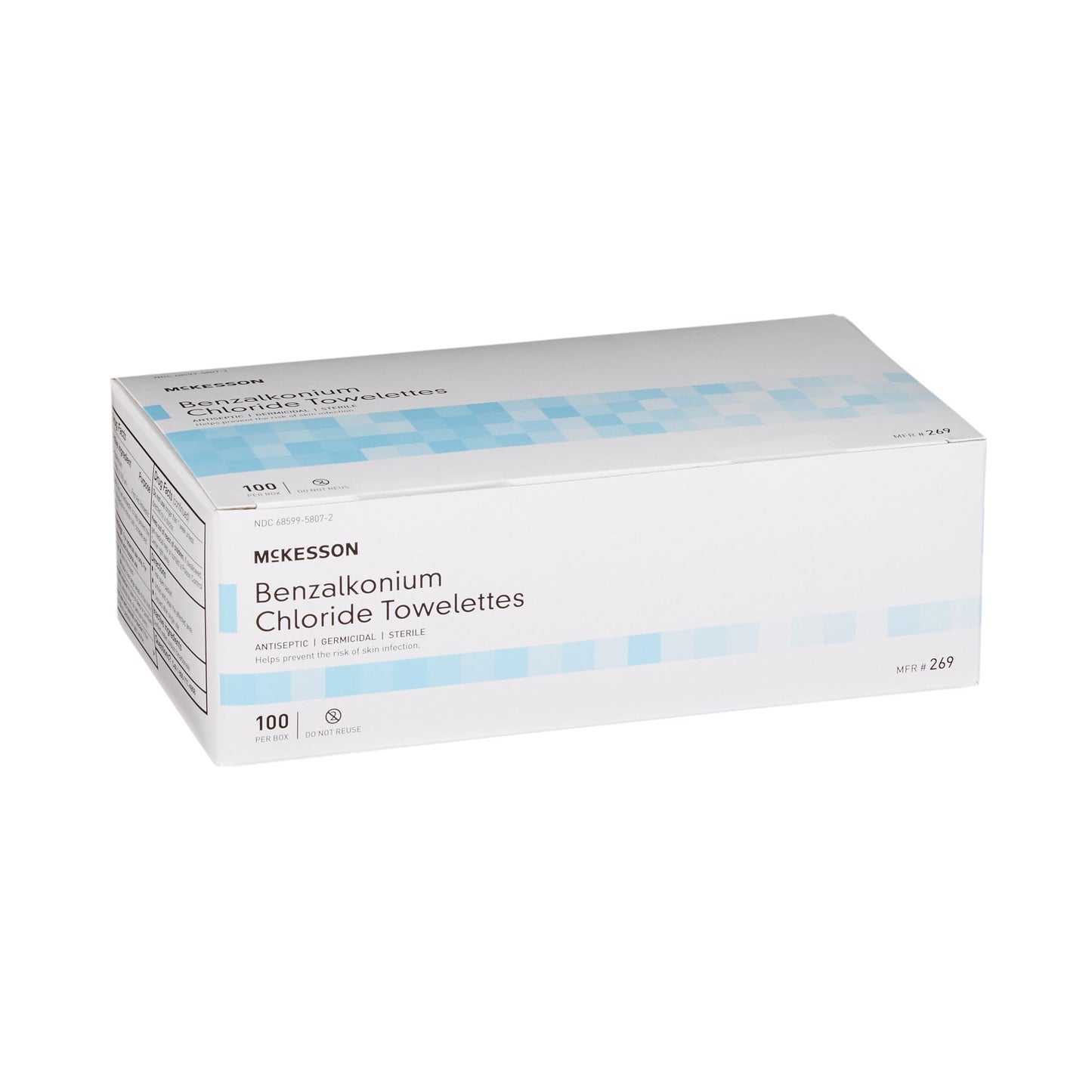 McKesson Antiseptic Skin Towelette Individual Packet Unscented 100 Count (865276_BX)