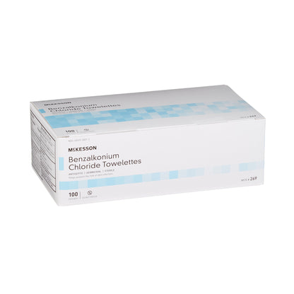 McKesson Antiseptic Skin Towelette Individual Packet Unscented 100 Count (865276_BX)