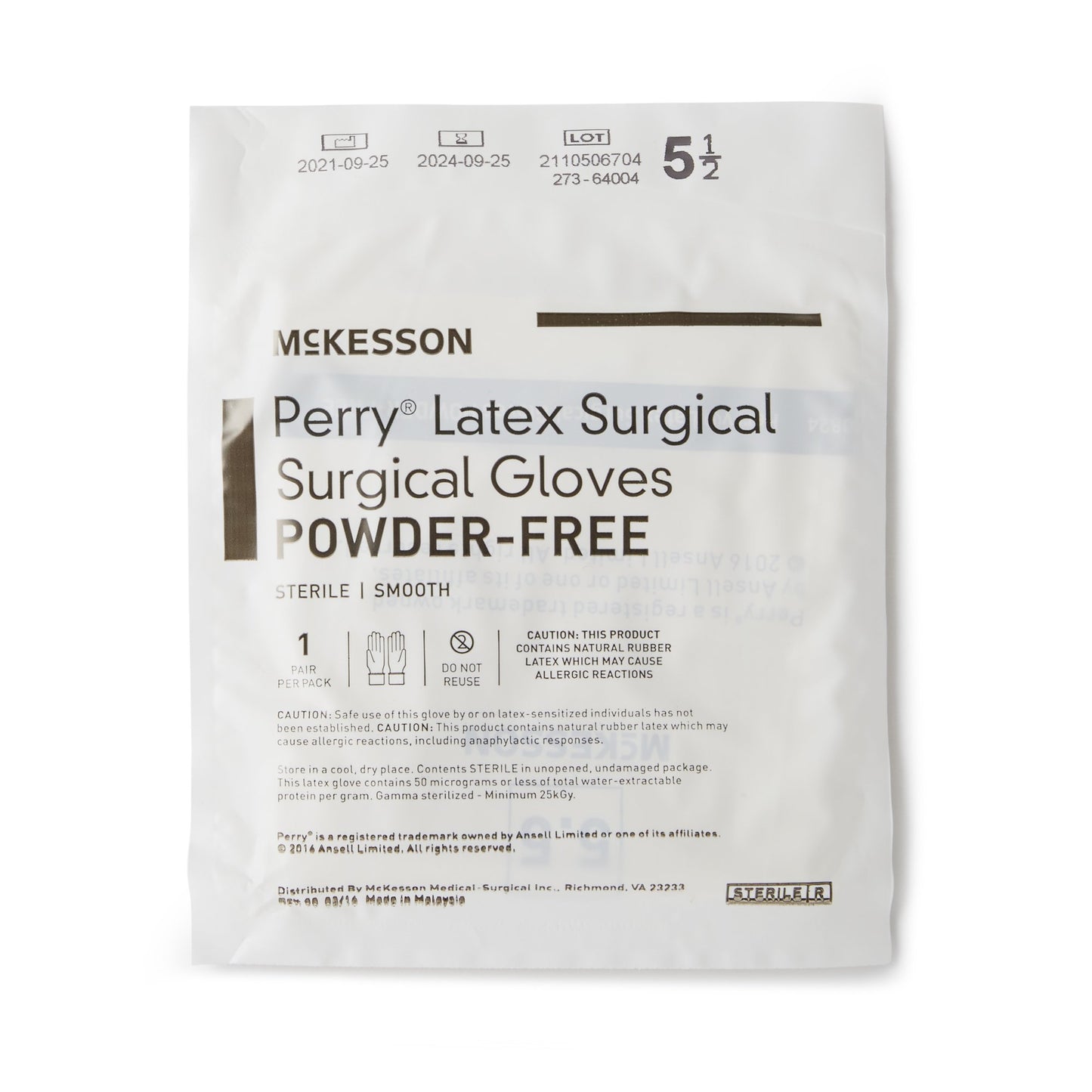 McKesson Perry® Surgical Glove Size 5.5 Sterile Latex Standard Cuff Length Smooth Cream Not Chemo Approved (1044703_CS)