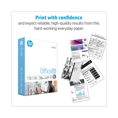 HP Papers Office20 Paper, 92 Bright, 20 lb Bond Weight, 8.5 x 11, White, 500 Sheets/Ream, 10 Reams/Carton (HEW112101)