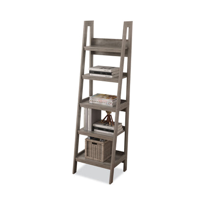Homenations Barrington Ladder Bookcase, Five-Shelf, 20.5w x 18d x 72h, Washed Gray (EYGSHOF2621)