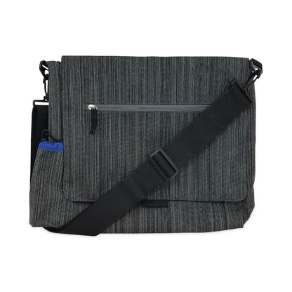 so-mine® Fabric Casual Messenger Bag, Charcoal/Cobalt (SOOSM456)