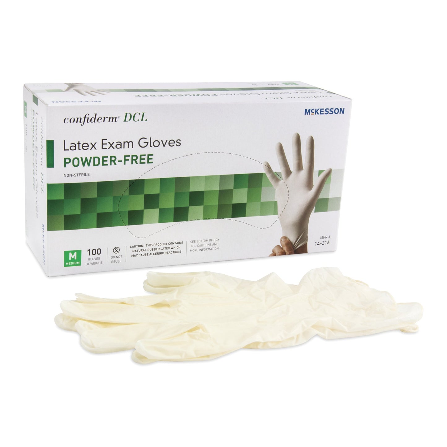 McKesson Confiderm® Exam Glove Medium NonSterile Latex Standard Cuff Length Smooth Ivory Not Rated (354436_BX)