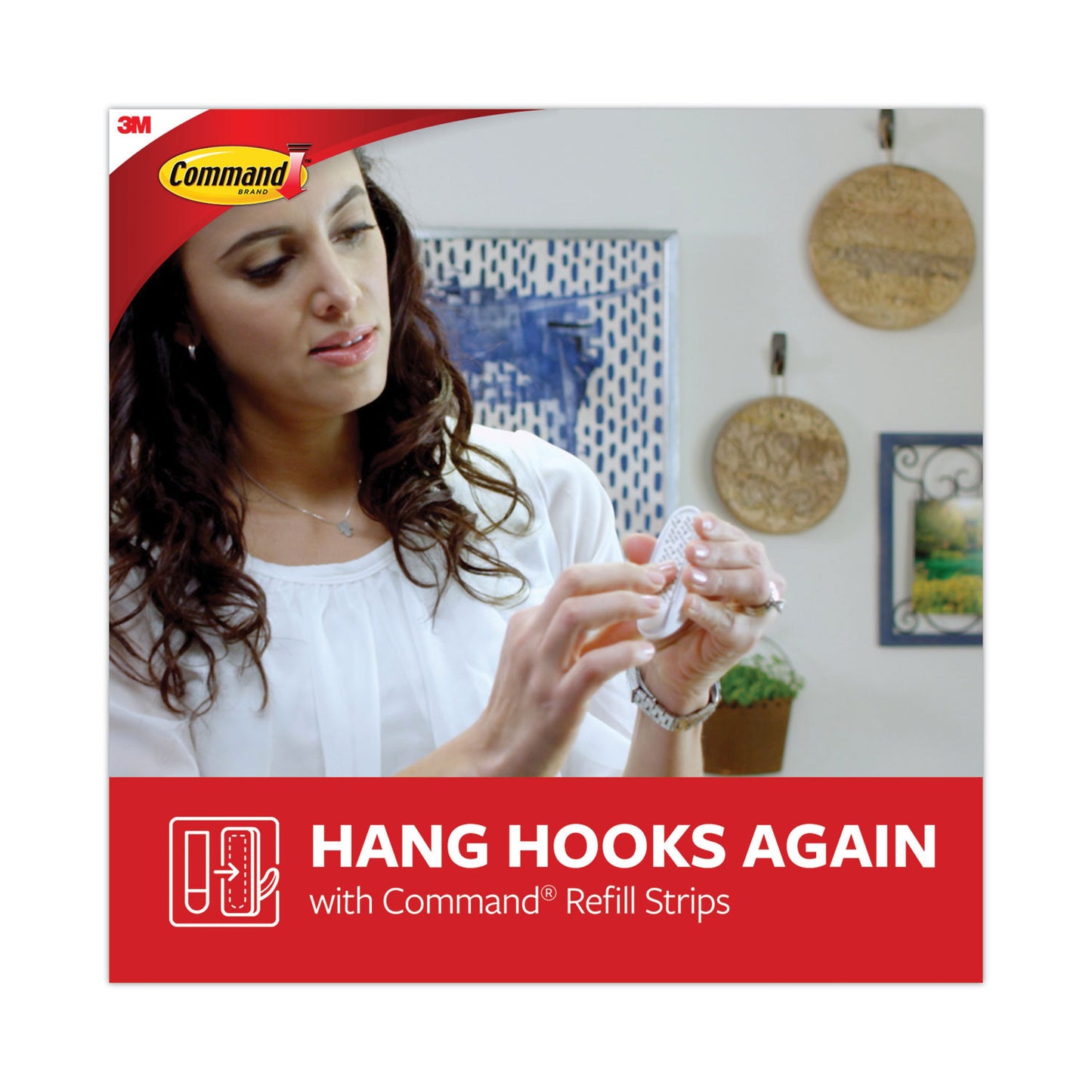 Command™ Damage-Free Hanging Indoor Refill Strips, (8) Small (0.63" x 1.81"), (4) Med (0.63" x 2.75"), (4) Large (0.75" x 3.65"),White (MMM17200)