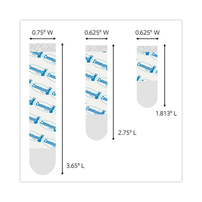 Command™ Damage-Free Hanging Indoor Refill Strips, (8) Small (0.63" x 1.81"), (4) Med (0.63" x 2.75"), (4) Large (0.75" x 3.65"),White (MMM17200)