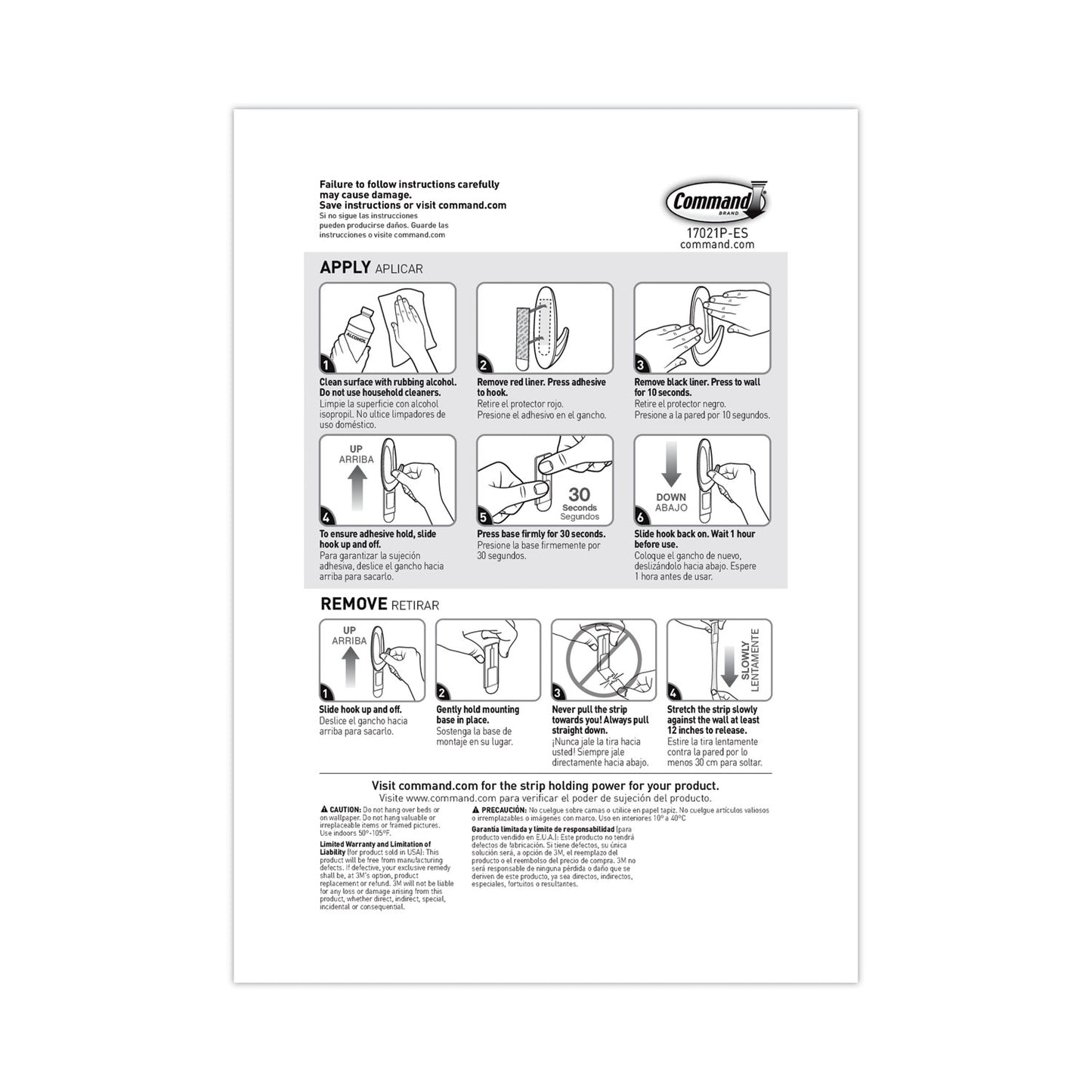 Command™ Damage-Free Hanging Indoor Refill Strips, (8) Small (0.63" x 1.81"), (4) Med (0.63" x 2.75"), (4) Large (0.75" x 3.65"),White (MMM17200)