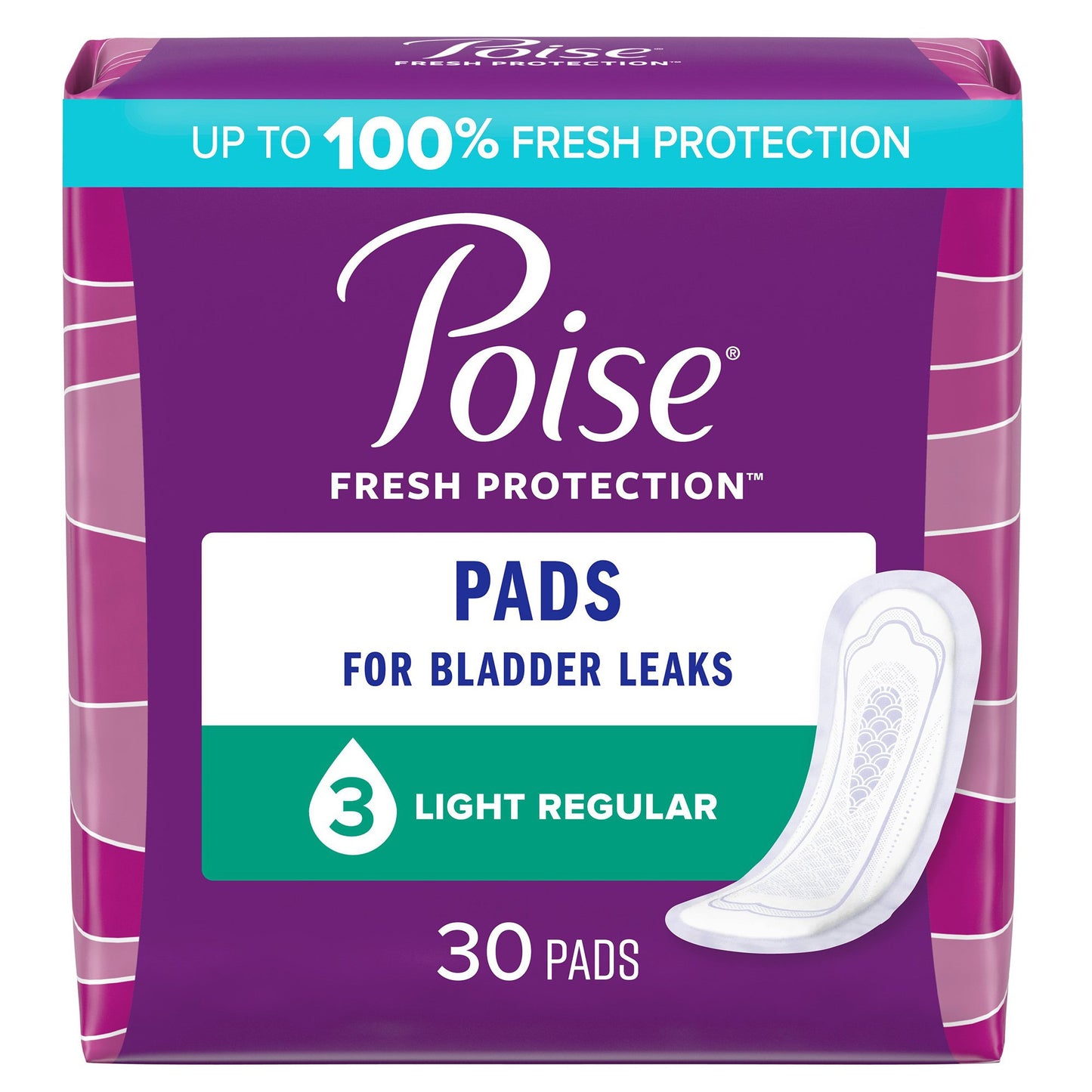 Poise® Fresh Protection™ Bladder Control Pad 9.33 Inch Length Moderate Absorbency Polymer Core One Size Fits Most (1160343_PK)