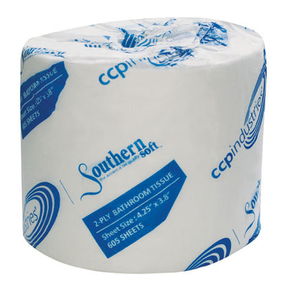 Southern Soft® Standard Bathroom Tissue, White, 2 ply, 3.8"x4.5", 605/Roll, Case of 80 Rolls (HOS7942800)