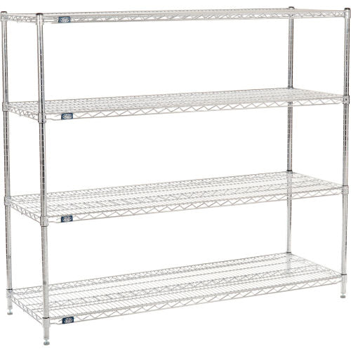 Nexel 4 Shelf, Chrome Wire Shelving Unit, Starter, 72"W x 21"D x 54"H (WB796139)