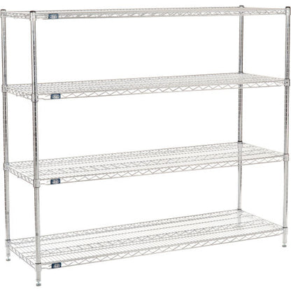 Nexel 4 Shelf, Chrome Wire Shelving Unit, Starter, 72"W x 21"D x 54"H (WB796139)