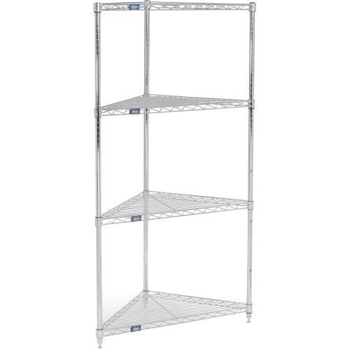 Nexel Chrome, 4 Shelf, Corner Wire Shelving Unit, 24"W x 18"D x 63"H (WB796555)