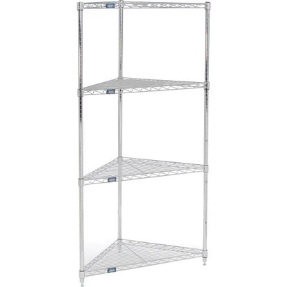 Nexel Chrome, 4 Shelf, Corner Wire Shelving Unit, 24"W x 18"D x 63"H (WB796555)