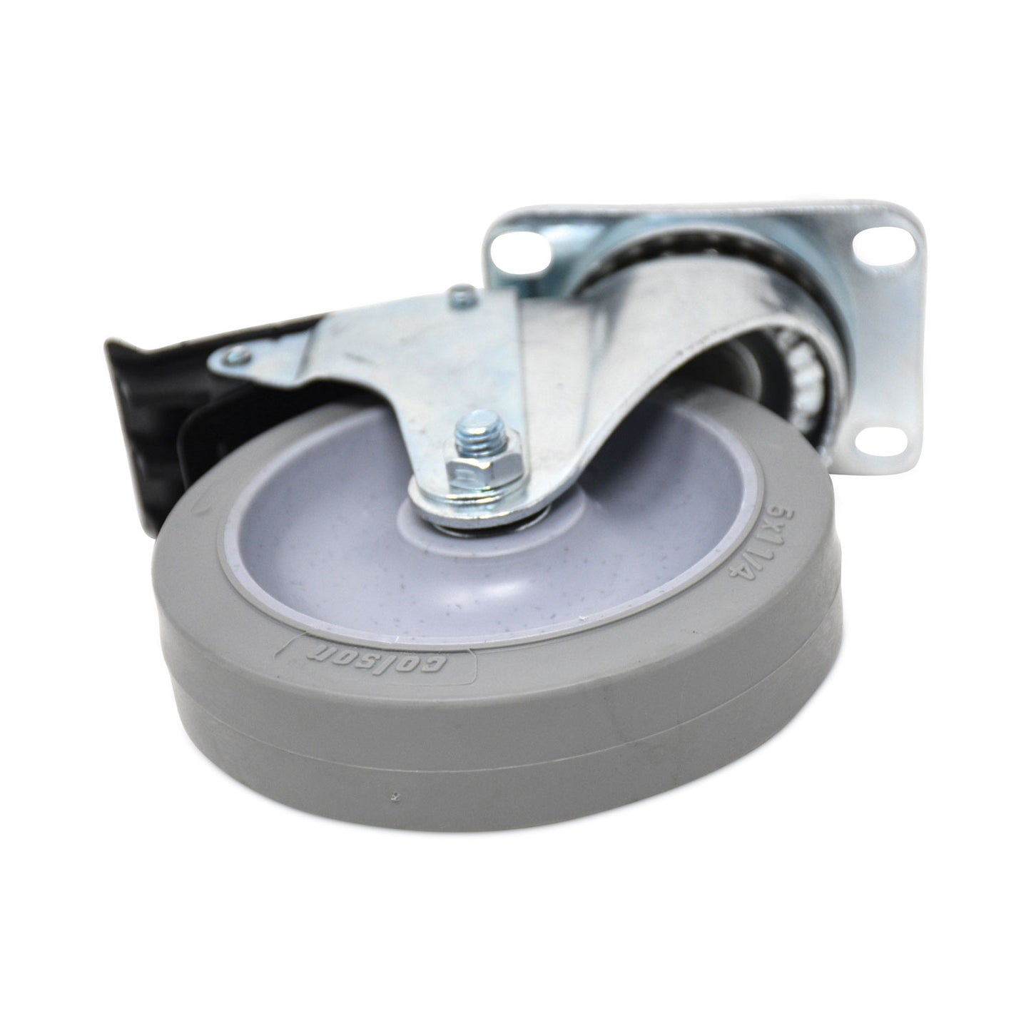 Rubbermaid® Commercial Caster Kit for Mega BRUTE Mobile Collector, Swivel Mount Plate, 5" Wheel, Black, 2/Set (SGSFG9W71L1GRAY)