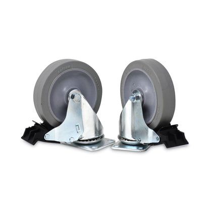 Rubbermaid® Commercial Caster Kit for Mega BRUTE Mobile Collector, Swivel Mount Plate, 5" Wheel, Black, 2/Set (SGSFG9W71L1GRAY)