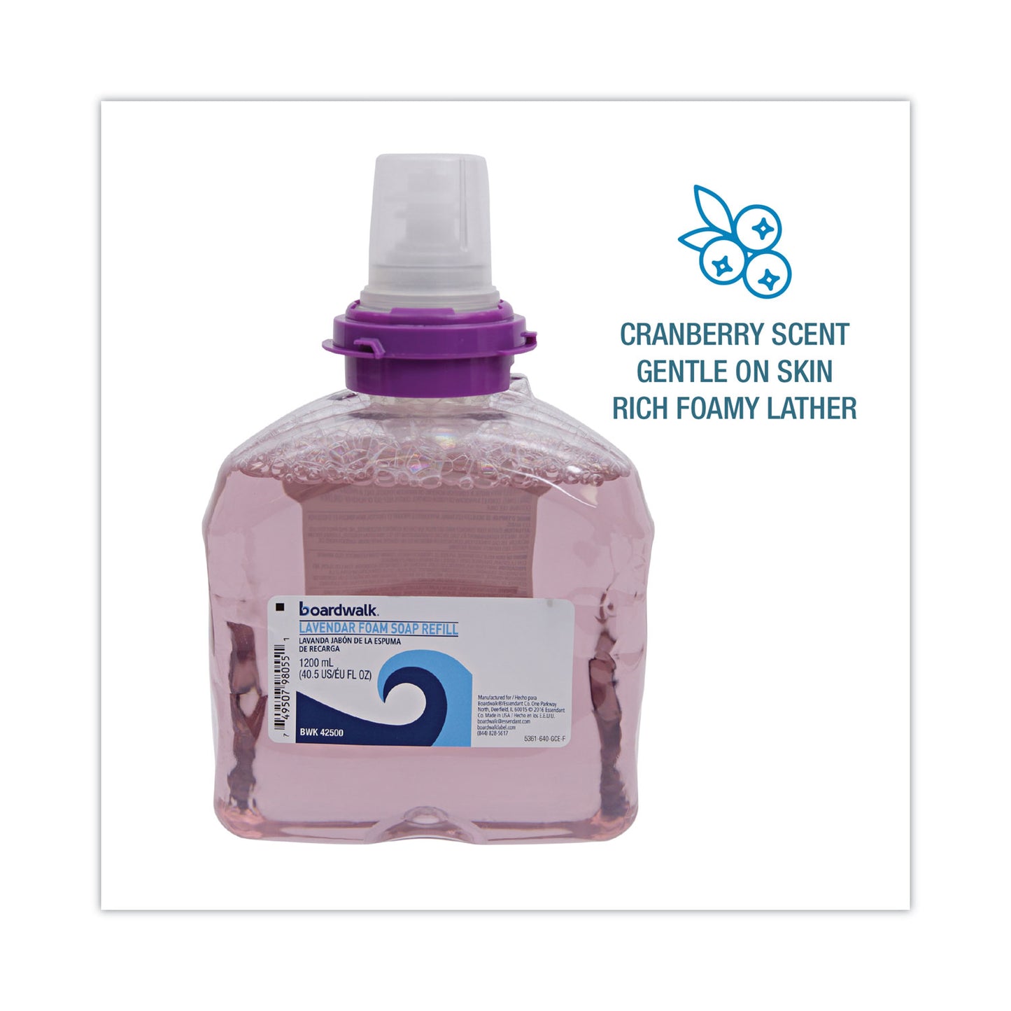 Boardwalk® Lavender Foam Soap Refill, Cranberry Scent, 1,200 mL, 2/Carton (BWK42500)