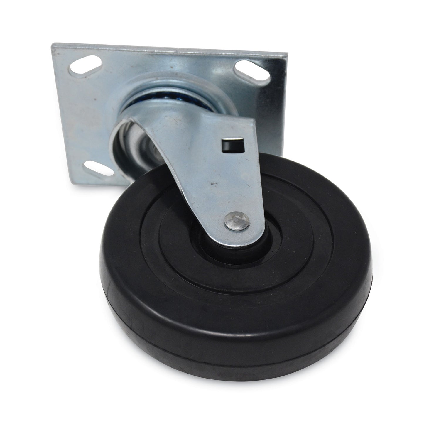 Rubbermaid® Commercial Replacement Plate Casters, Rigid Mount Plate, 5" Rubber Wheel, Black (SGS4402L1)