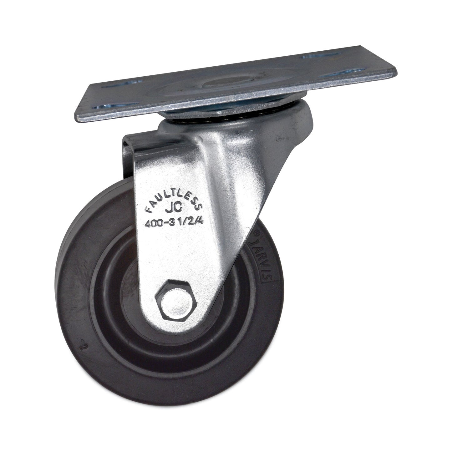 Rubbermaid® Commercial Replacement Plate Casters, Rigid Mount Plate, 3.5" Rubber Wheel, Black (SGSFG1005L40000)