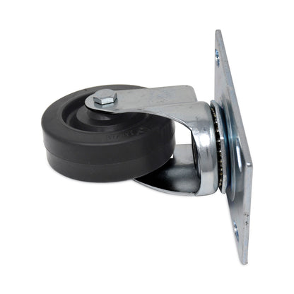 Rubbermaid® Commercial Replacement Plate Casters, Rigid Mount Plate, 3.5" Rubber Wheel, Black (SGSFG1005L40000)