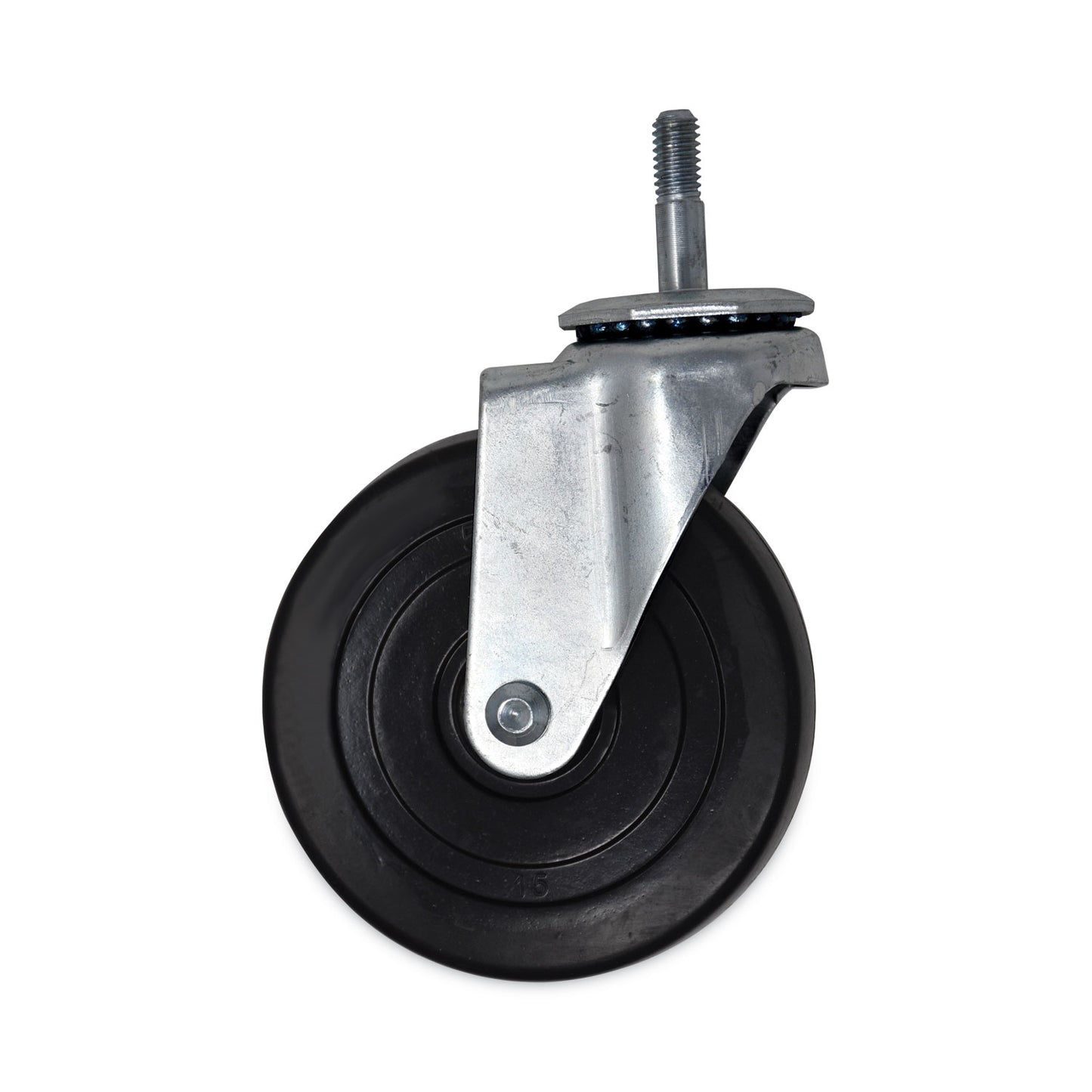 Rubbermaid® Commercial Replacement Bayonet-Stem Swivel Casters, Threaded Stem (0.31" x 1.63"), 5" Hard Rubber Wheel, Black (SGSFG1314L30000)