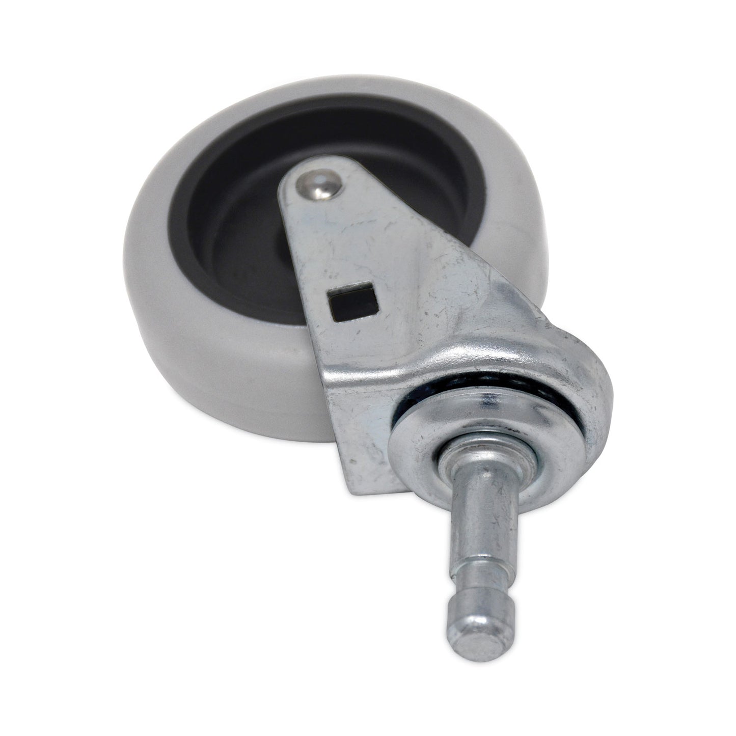 Rubbermaid® Commercial Replacement Bayonet-Stem Swivel Casters, Grip Ring Stem (0.5" x 1.25"), 3" Hard Rubber Wheel, Gray (SGSFG3421L60000)