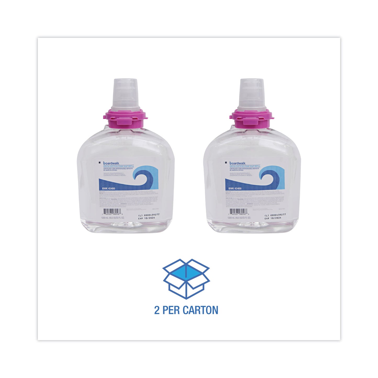 Boardwalk® Green Certified Foam Soap Refill, Unscented, 1,200 mL, 2/Carton (BWK42400)