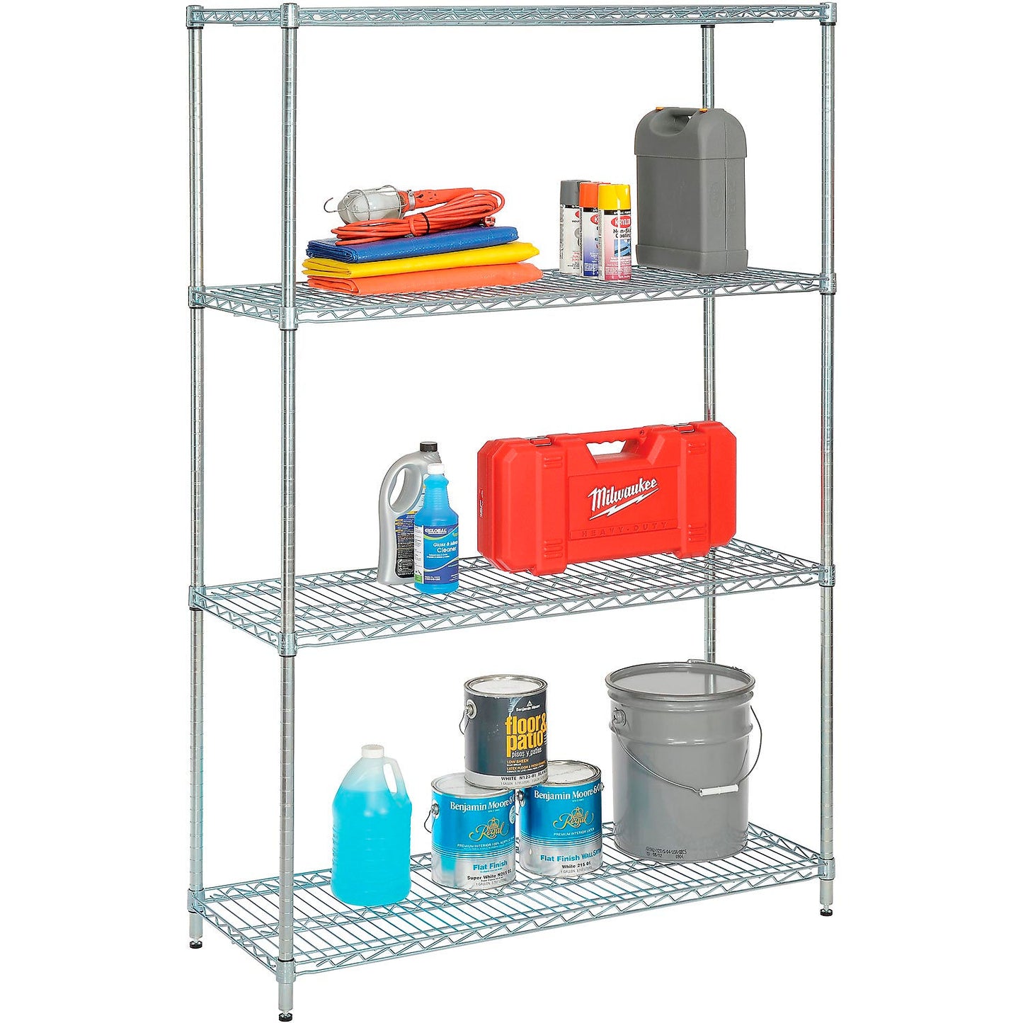 Nexel 4 Shelf, Chrome Wire Shelving-In-A-Box, 48"W x 24"D x 74"H (WB798771NC)