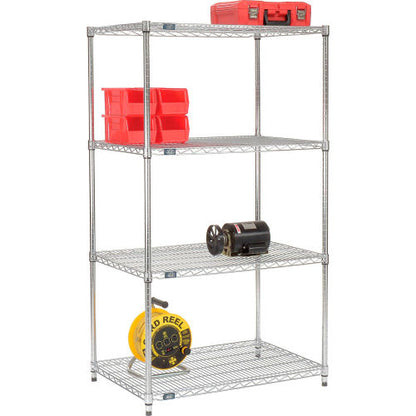 Nexel 4 Shelf, Chrome Wire Shelving-In-A-Box, 36"W x 24"D x 74"H (WB798770NC)