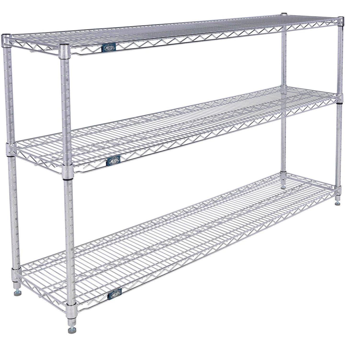 Nexel 3 Shelf, Chrome Wire Shelving Unit, Starter, 60"W x 14"D x 34"H (WB798801)