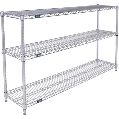 Nexel 3 Shelf, Chrome Wire Shelving Unit, Starter, 60"W x 14"D x 34"H (WB798801)