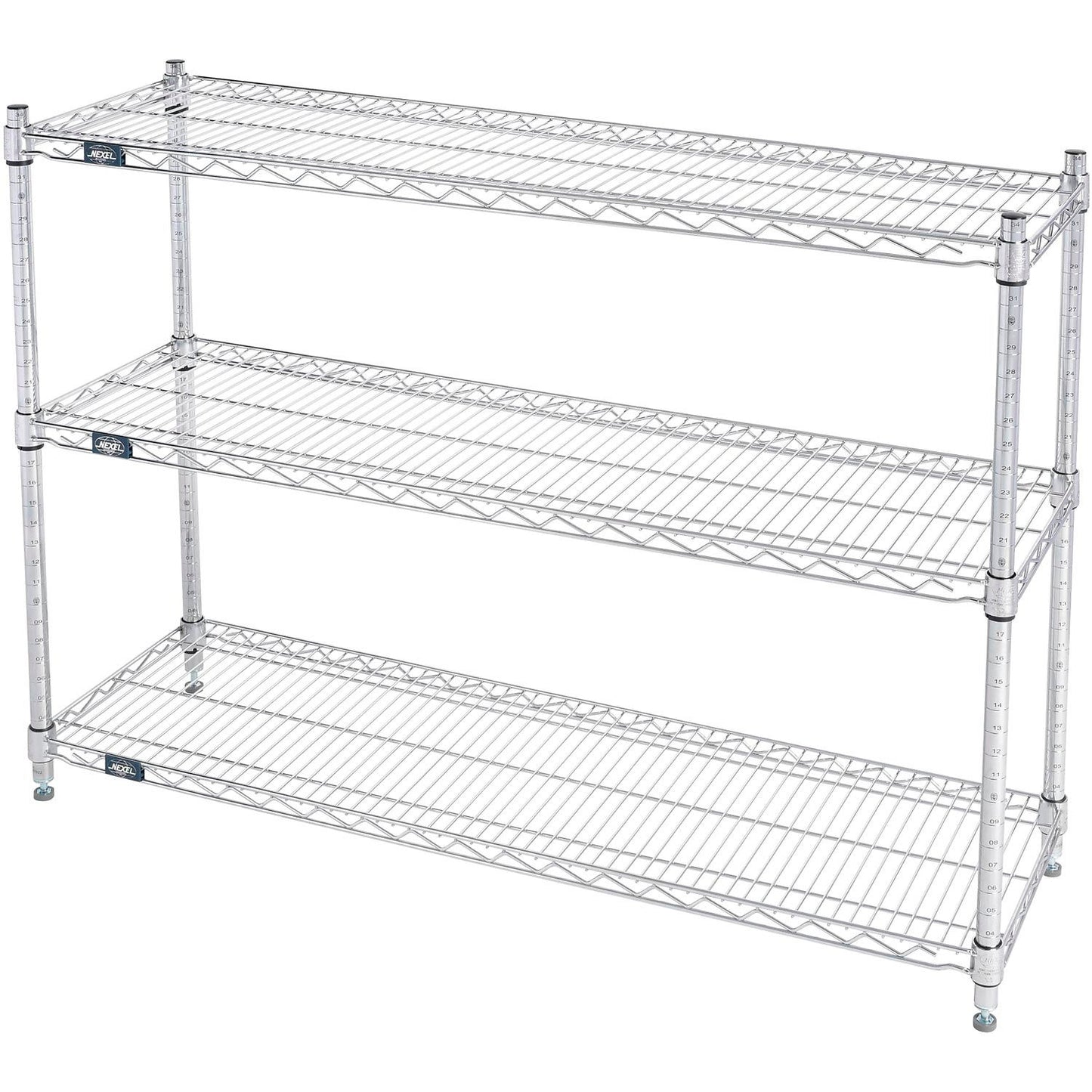 Nexel 3 Shelf, Chrome Wire Shelving Unit, Starter, 48"W x 14"D x 34"H (WB798804)