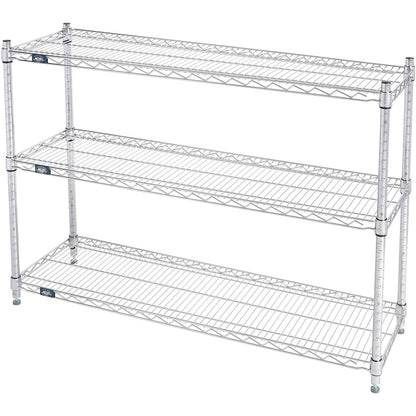 Nexel 3 Shelf, Chrome Wire Shelving Unit, Starter, 48"W x 14"D x 34"H (WB798804)
