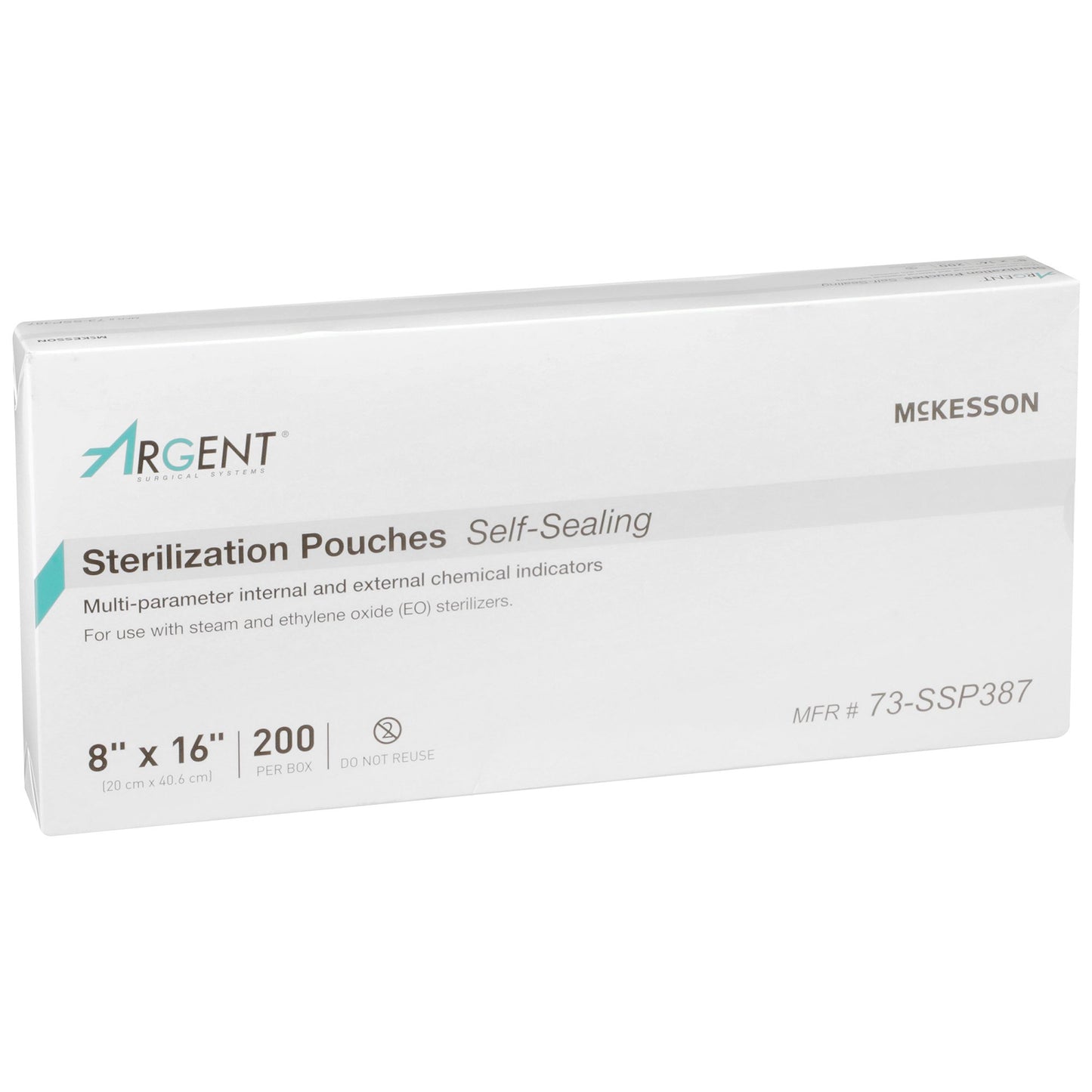 McKesson Argent™ Sure-Check® Sterilization Pouch Ethylene Oxide (EO) Gas / Steam 8 X 16 Inch Transparent / Blue Self Seal Paper / Film (527135_BX)