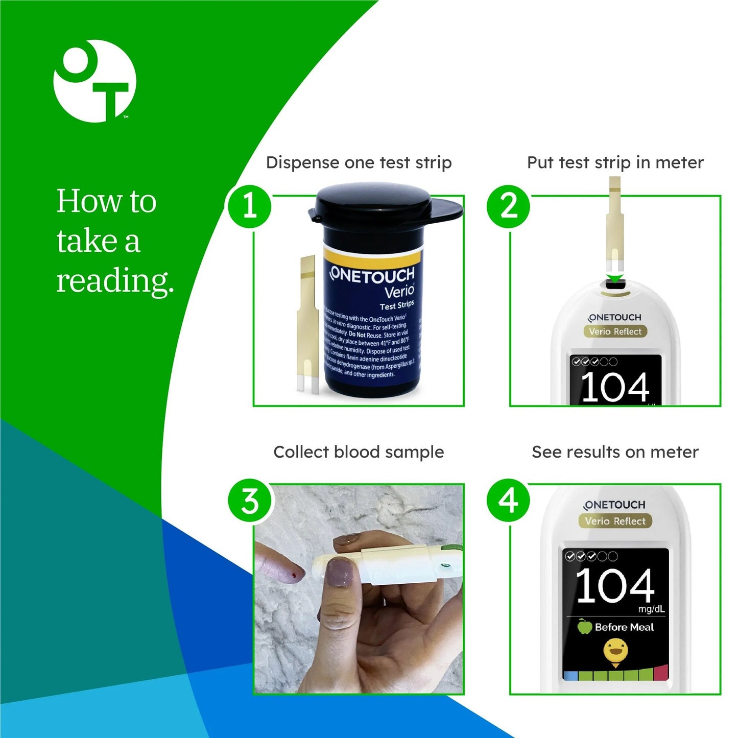 OneTouch® Verio® Blood Glucose Test Strips 100 Strips per Pack (832490_BX)