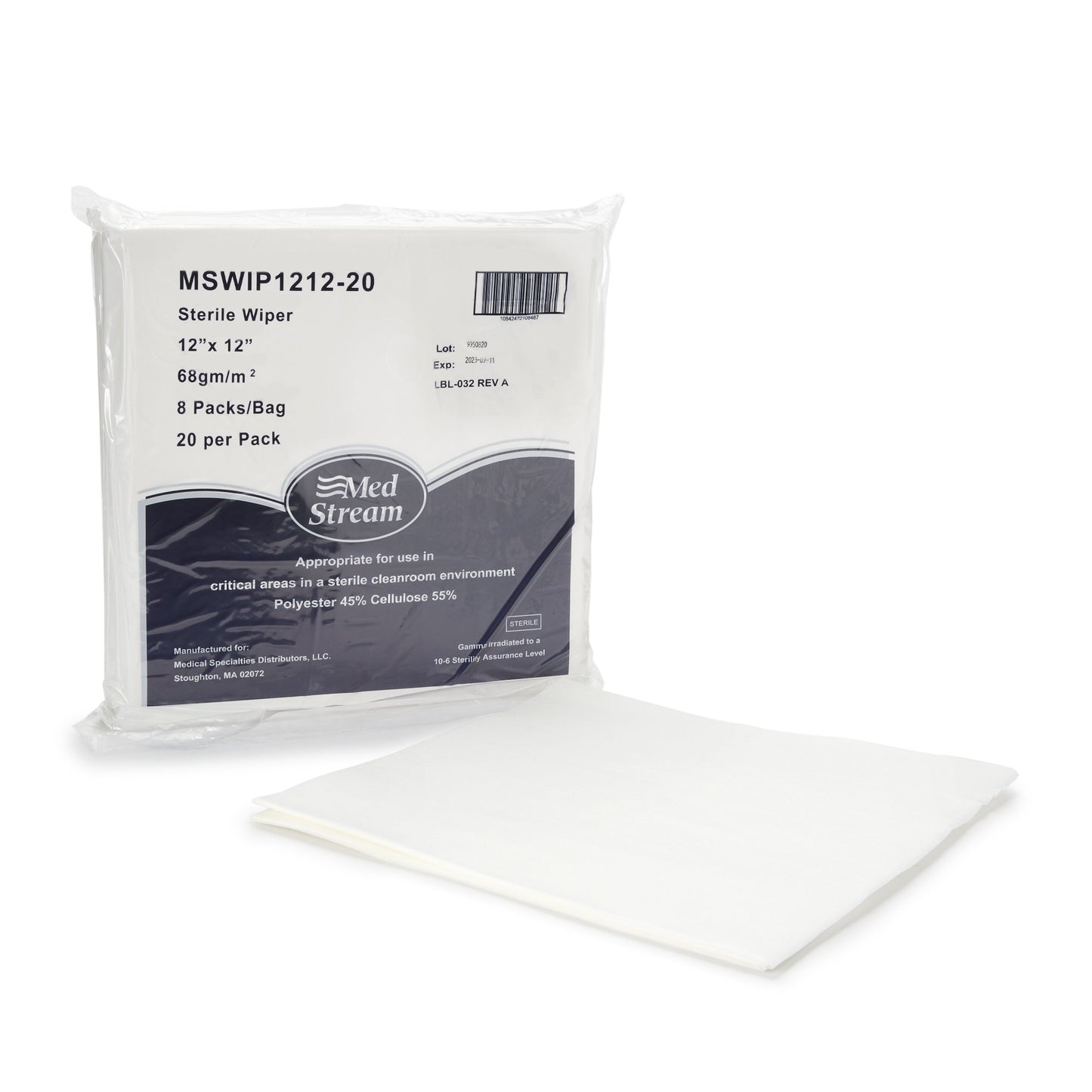 McKesson Cleanroom Wipe ISO Class 5 20 Count Bag 12 X 12 Inch Sterile Disposable (1139247_PK)