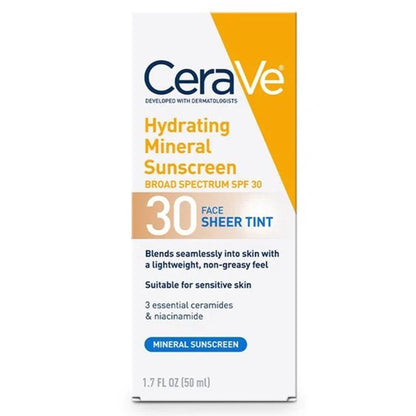CeraVe® Hydrating Mineral Sunscreen Face Sheer Tint Sunscreen SPF30 Lotion 1.7 oz. Tube (1253467_EA)