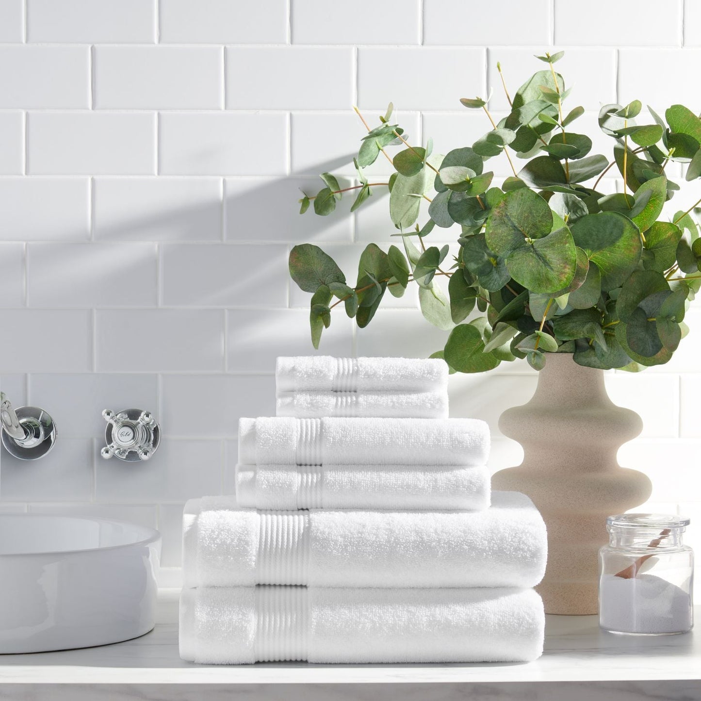 Arkwright Home® Host & Home 6pc Bath Towel Set White, 6/Case Sets (BSET-HH-WHT-CS)