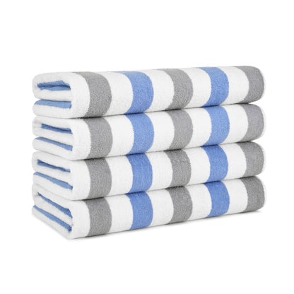 Hospeco® Cabo Cabana Beach Towel 30x70 Grey/Navy, 24/Case (HOSCABOCABANA-GY-NV-CS)