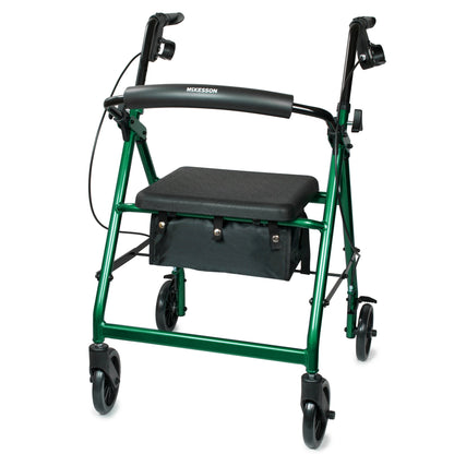 McKesson 4 Wheel Rollator Green Adjustable Height / Folding Aluminum Frame (1065265_EA)