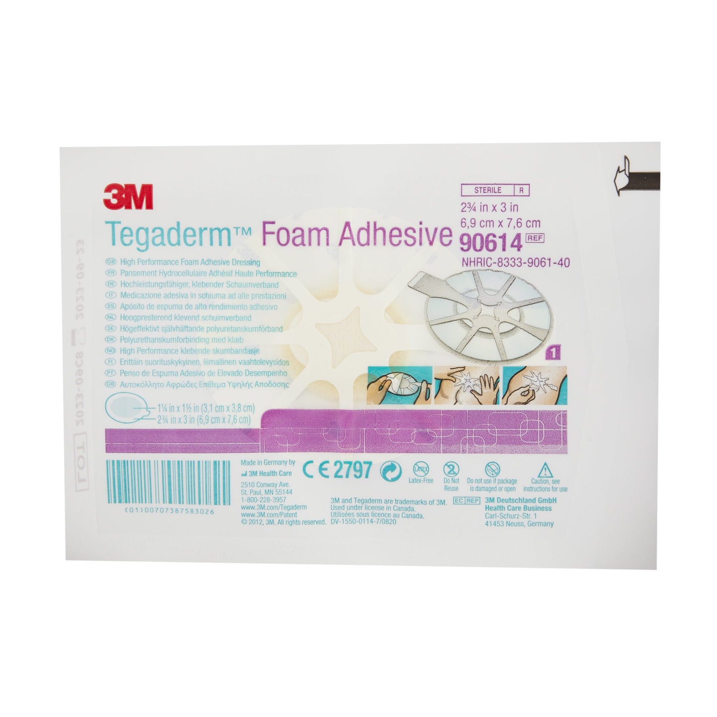 3M™ Tegaderm™ High Performance Foam Dressing 2-3/4 X 2-3/4 Inch With Border Film Backing Acrylic Adhesive Oval Sterile (695850_BX)