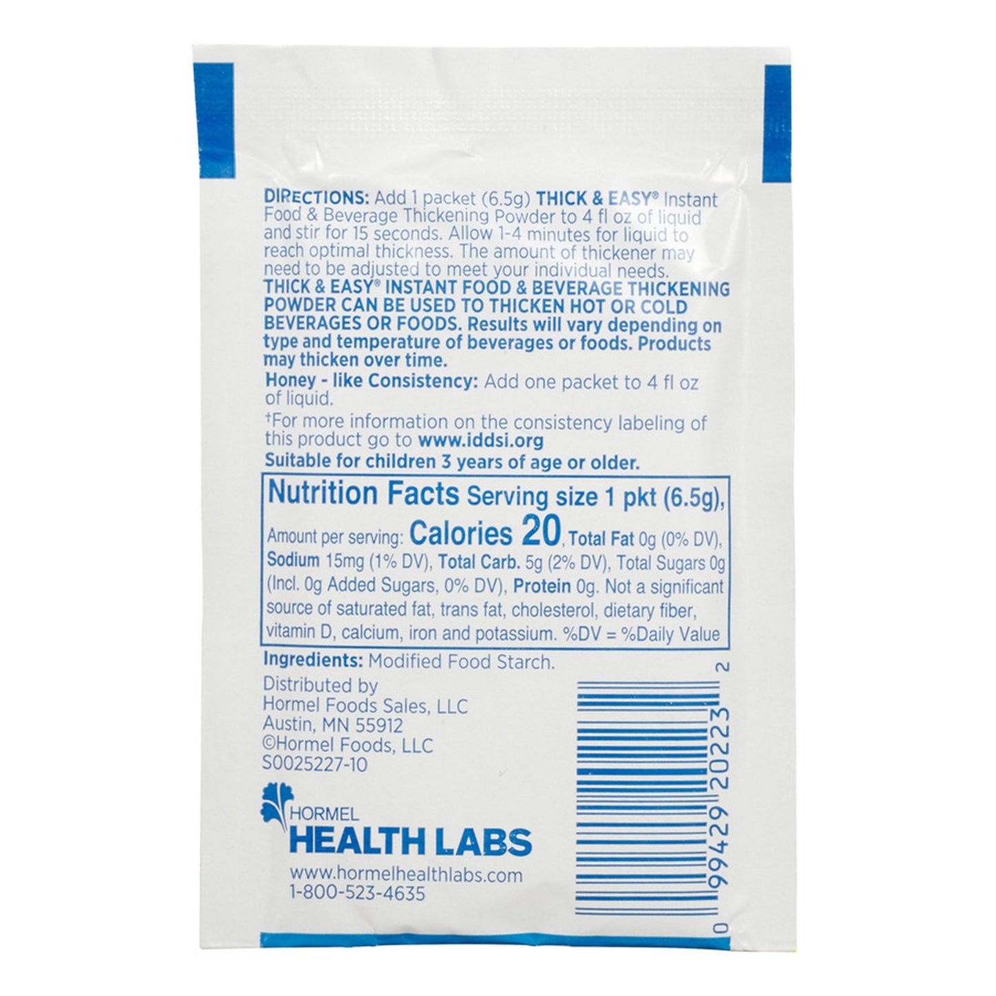 Thick & Easy® Food and Beverage Thickener 6.5 Gram Individual Packet Unflavored Powder IDDSI Level 3 Moderately Thick/Liquidized (580967_EA)