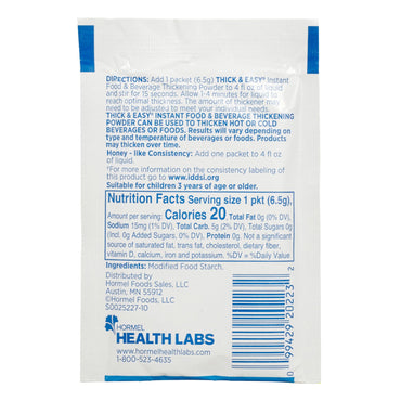 Thick & Easy® Food and Beverage Thickener 6.5 Gram Individual Packet Unflavored Powder IDDSI Level 3 Moderately Thick/Liquidized (580967_CS)